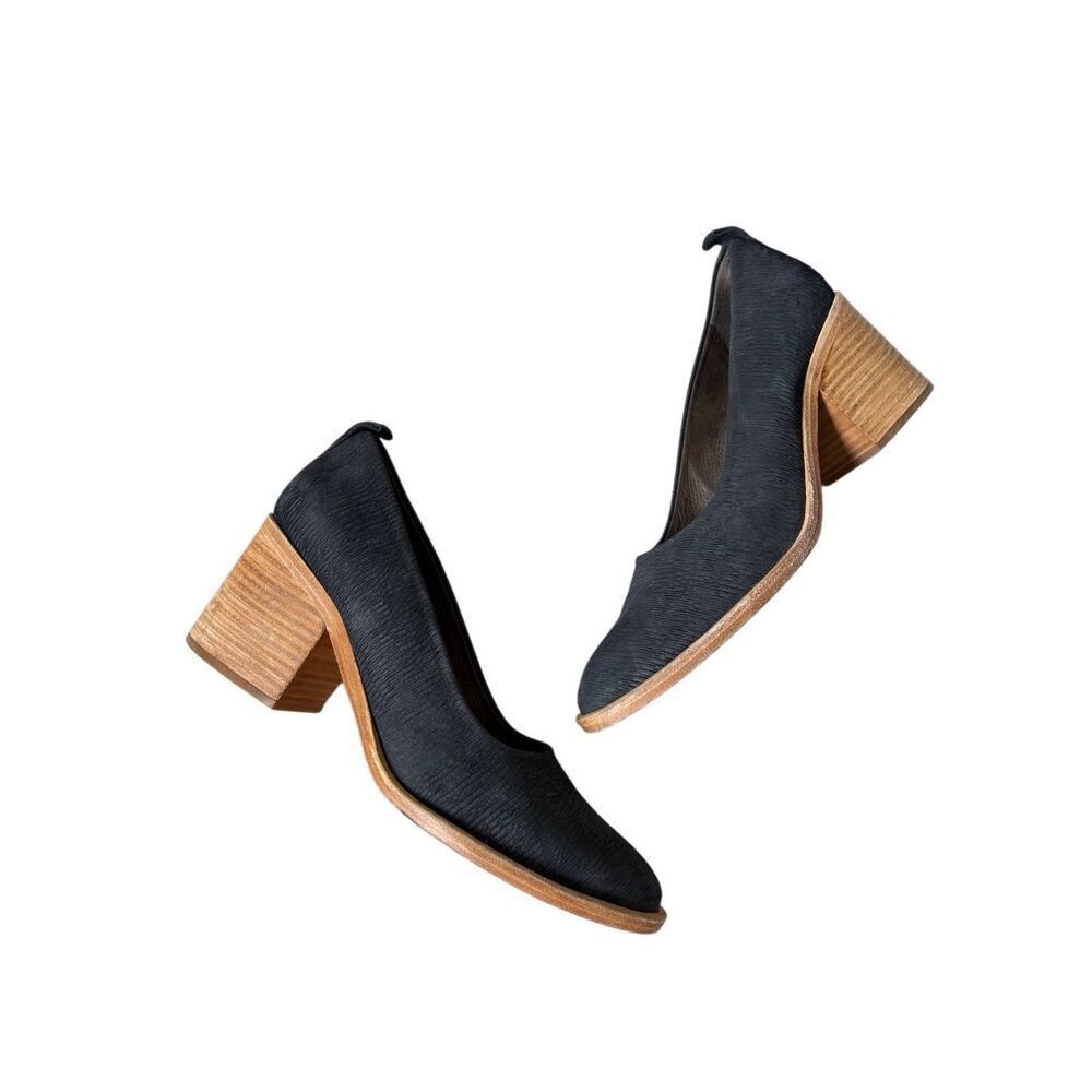 Anthropologie Coclico Pumps size EU 38.5 US 8 8.5 Leather Nubuck Black